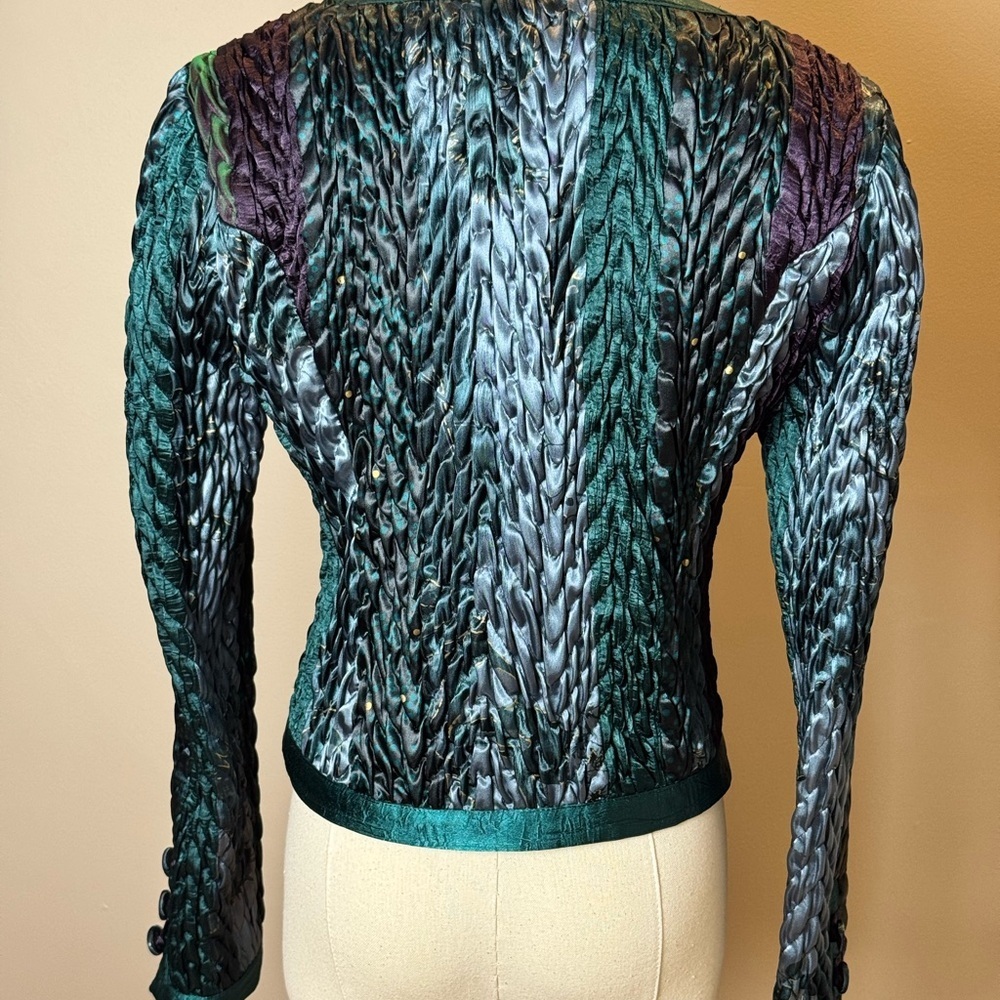 Vintage Jeanne Marc Braided Texture, Teal & Purple Jacket Size Small - Picture 7 of 12